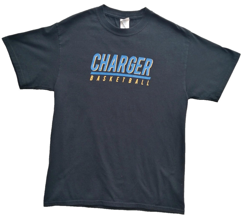 Port & Company Black Charger Basketball Sports Graphic Print T-Shirt Men's Size M Black Crew Neck