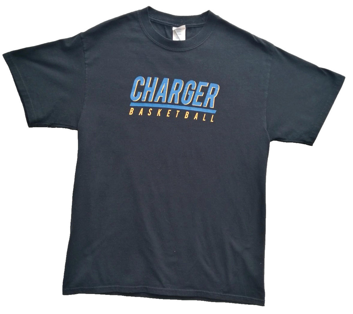 Port & Company Black Charger Basketball Sports Graphic Print T-Shirt Men's Size M Black Crew Neck