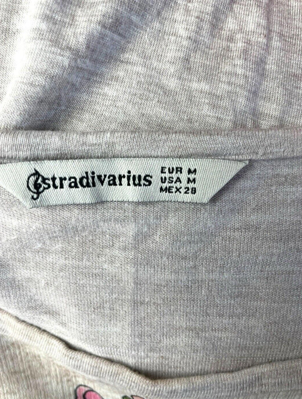 stradivarius Multi Stradivarius Floral Top Women's UK Size M Short Sleeve Crew Neck Colour Block