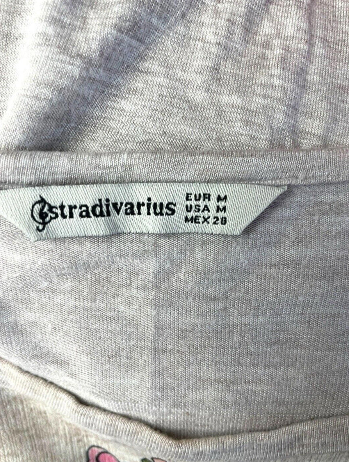 stradivarius Multi Stradivarius Floral Top Women's UK Size M Short Sleeve Crew Neck Colour Block