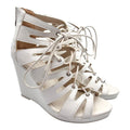 Aspirer Shoes White Aspirer Wedge Shoes Women's UK Size 7 Ankle Strap White Lace Up Faux Leather