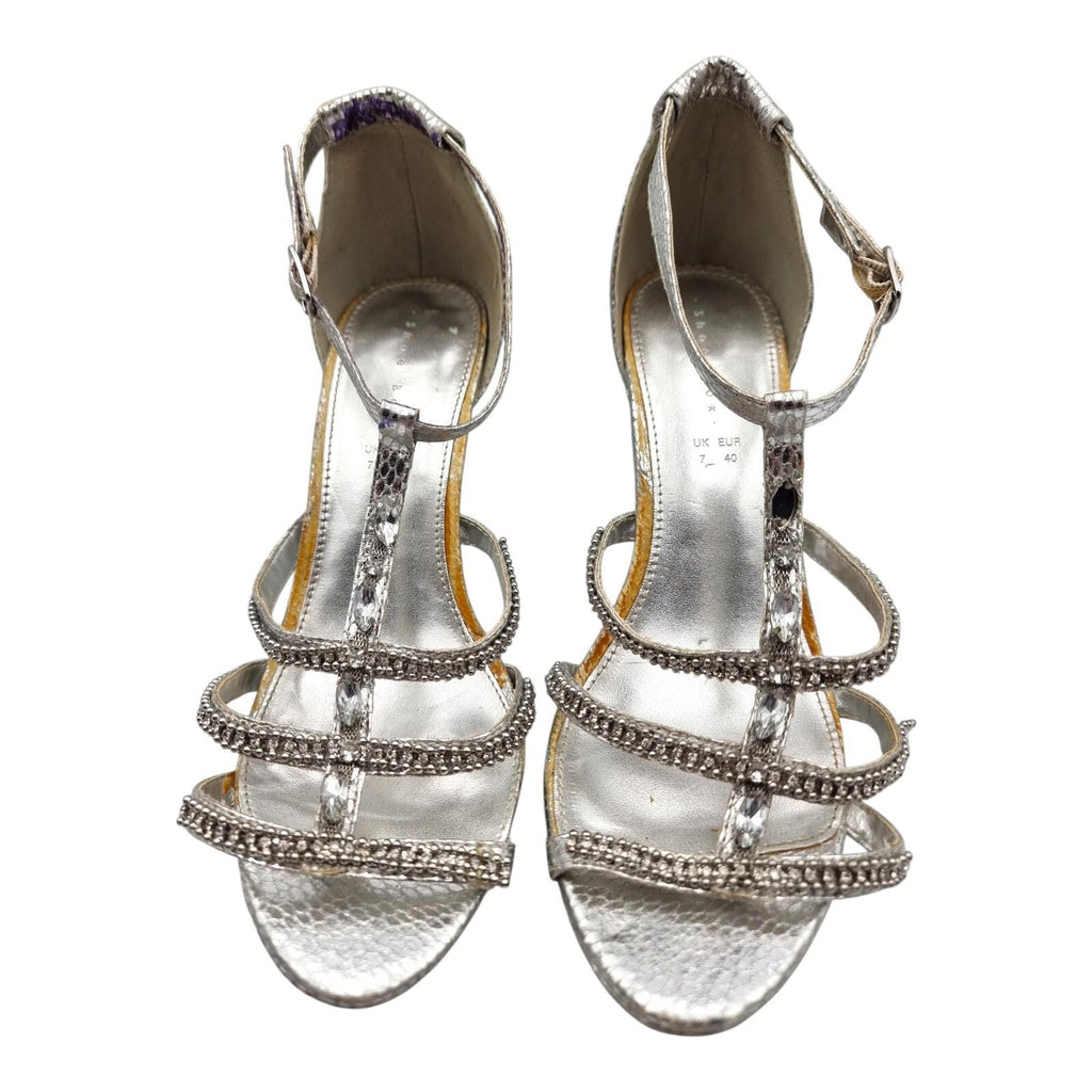 Shoe Box Silver Embellished High Heel Sandals Women's UK Size 7