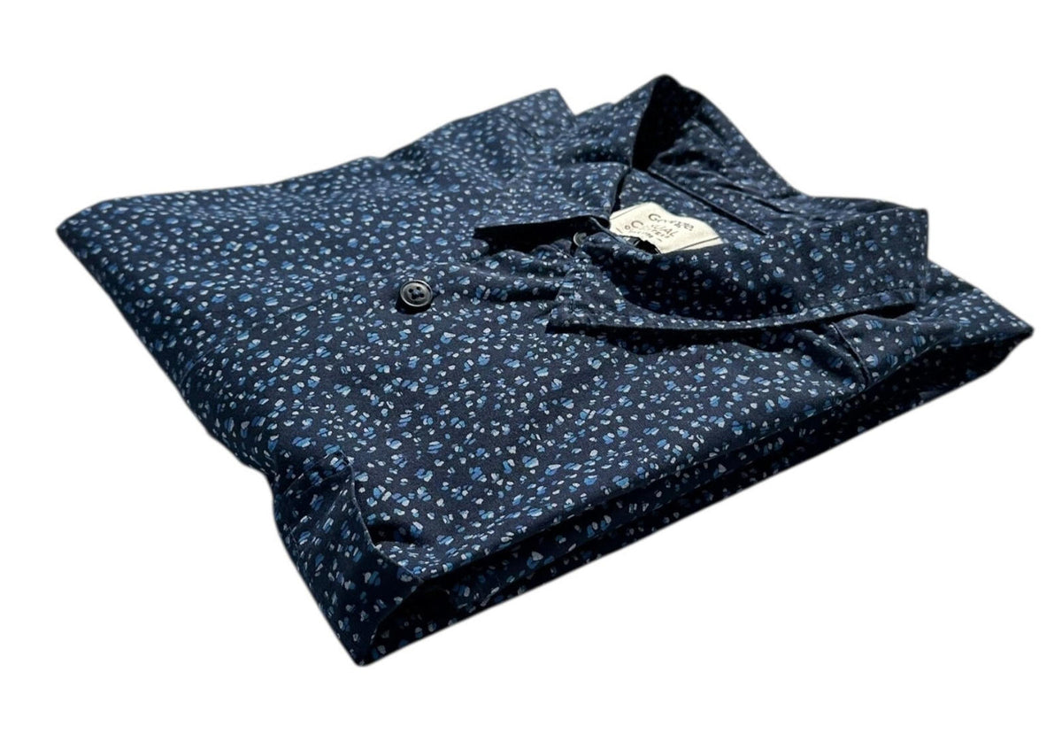 George Short Sleeve Shirt Men's UK Size XL Navy Blue Floral Print Button Front