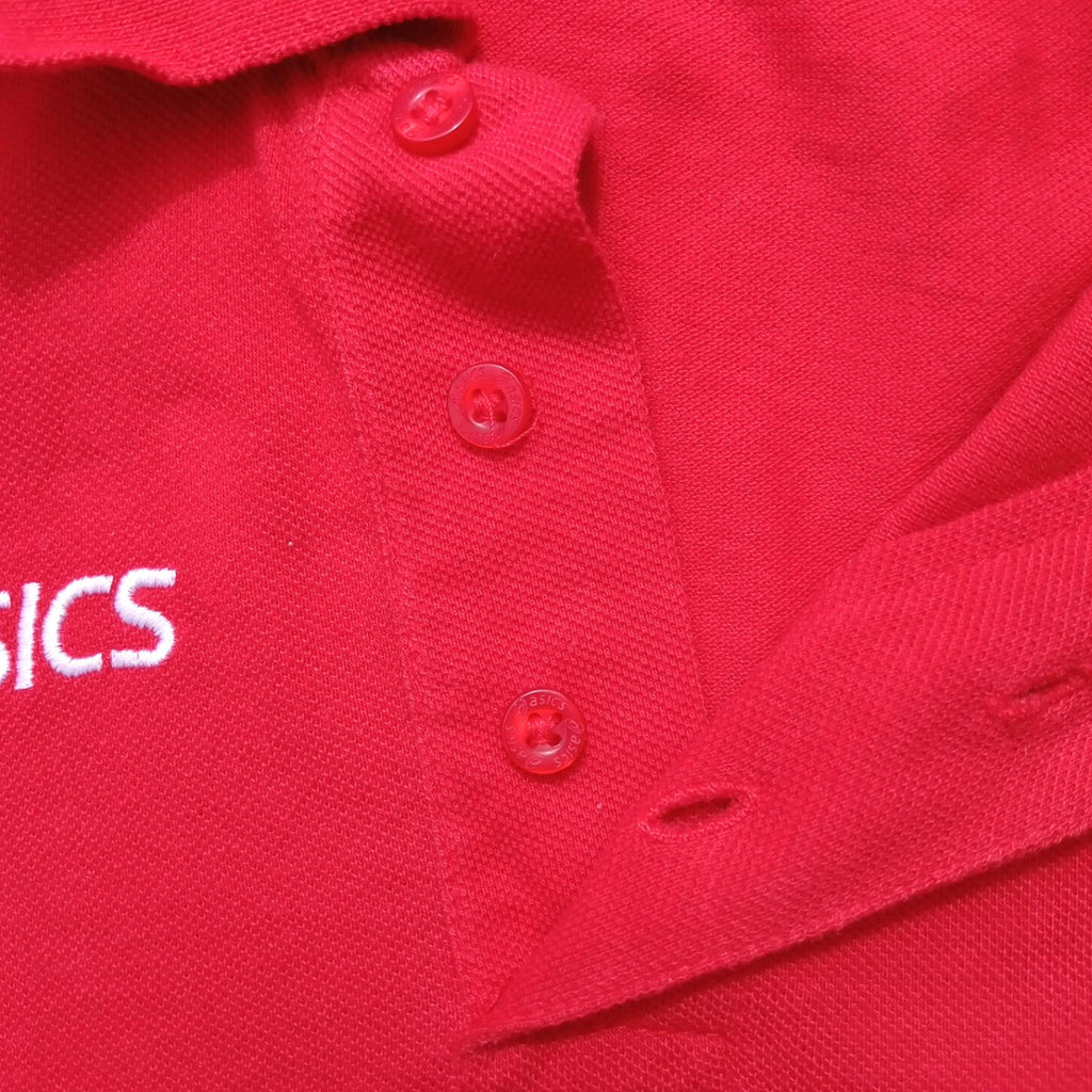 Asics Polo Shirt Men's UK Size S Red Short Sleeve Embroidered Logo Cotton Blend