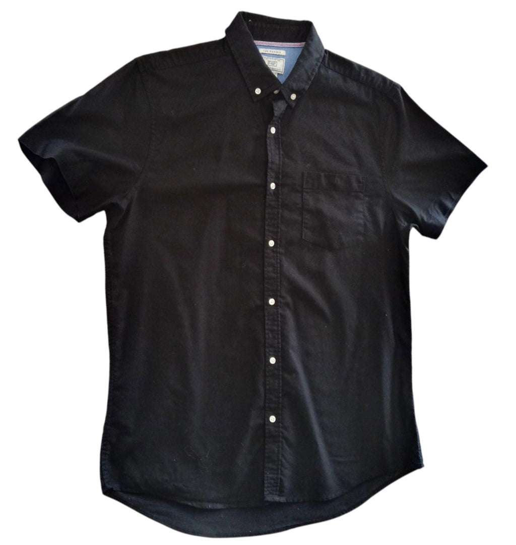 F&F Shirt Short Sleeve Black 100% Cotton Pocket Men's UK Size M Medium