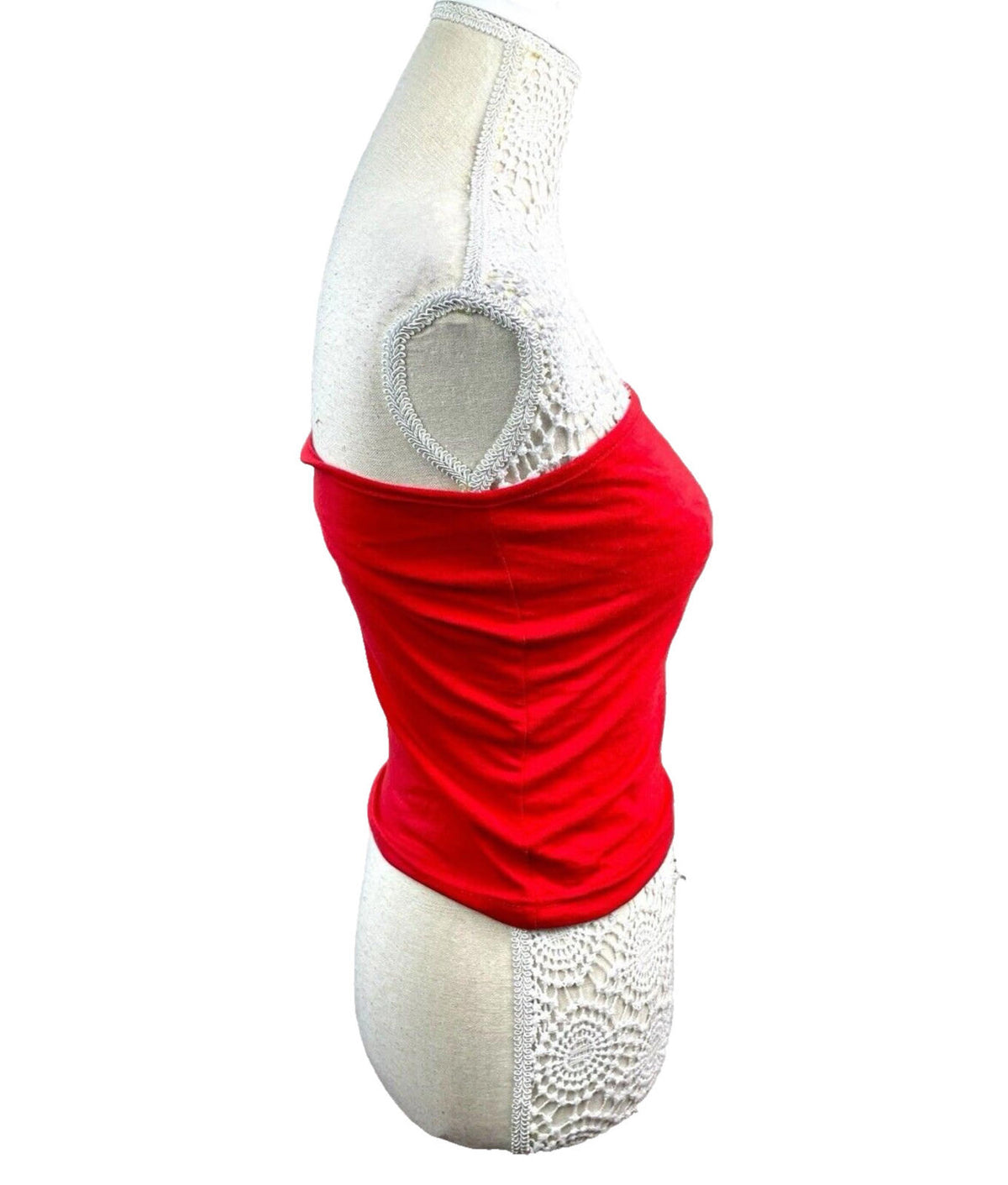 Pretty Little Thing Red Strapless Tank Top Bride 00 Print Women's UK Size 8