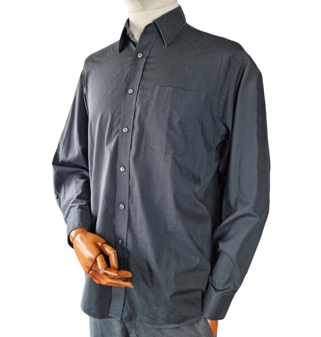 Marks & Spencer Shirt Black Men's 42" - 44" Chest 16" Collar Long Sleeve