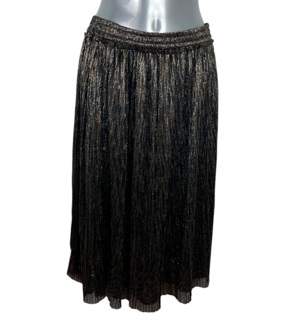 Zara Basic Black & Gold Sparkle Party Skirt Maxi Lined Women's UK Size XS