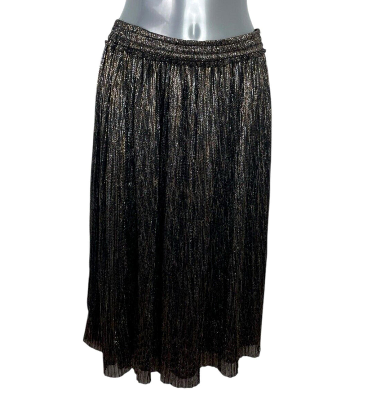 Zara Basic Black & Gold Sparkle Party Skirt Maxi Lined Women's UK Size XS