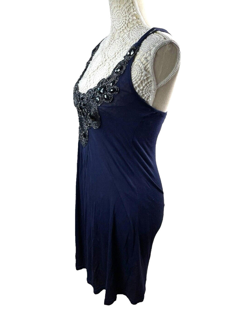 Little Mistress Blue Evening Dress Navy Embellished Women's UK Size UK Size 10