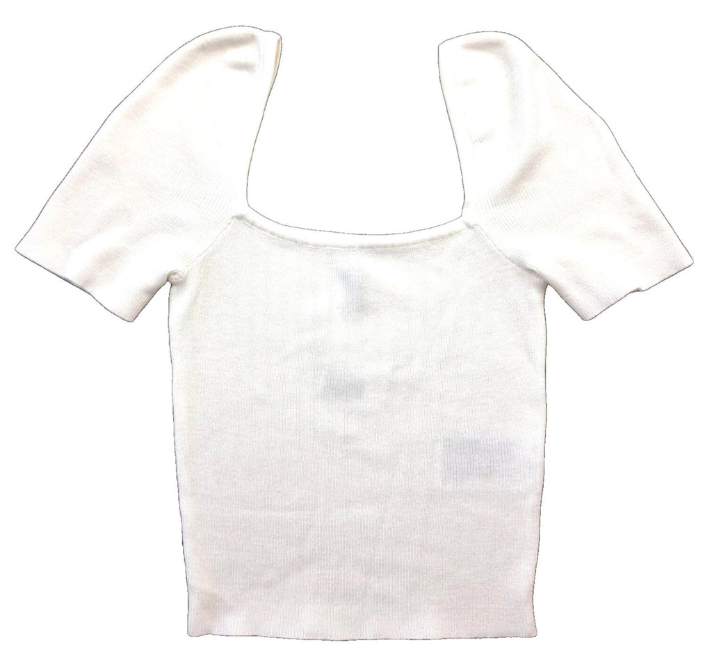 Divided by H&M White Divided Crop Top White Ribbed Blouse Women's UK Size XS