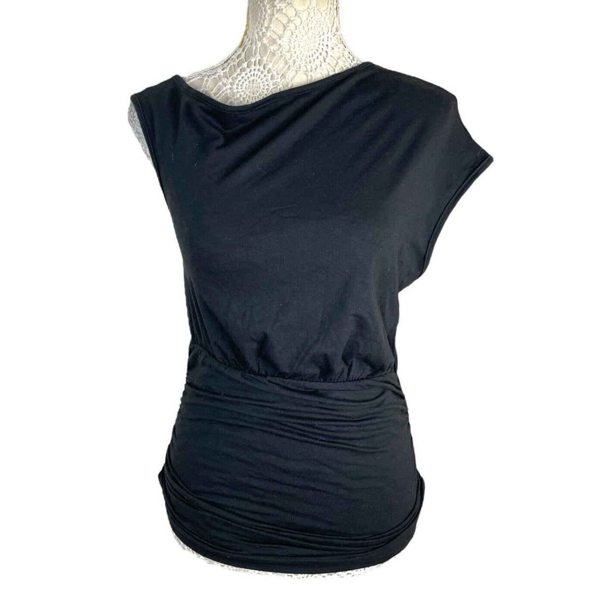 Pretty Little Thing Black Asymmetric Strap T-shirt Top Women's UK Size 8