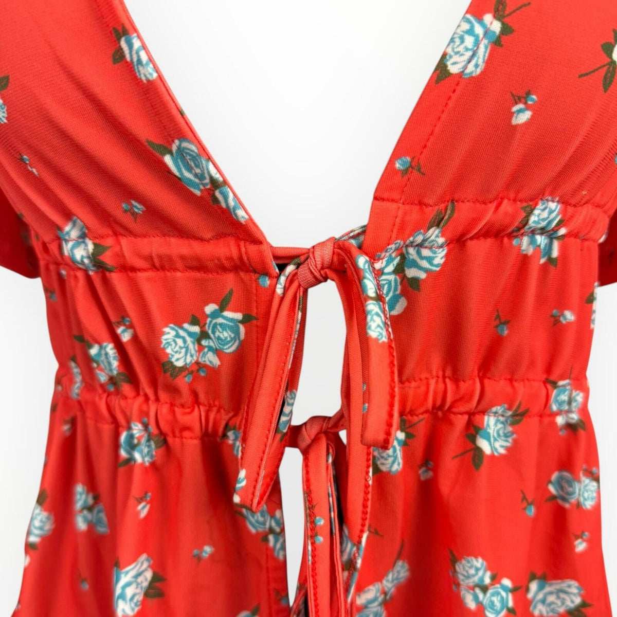 ASOS Floral Crop Top Women's UK Size 8 Tie Front Short Sleeve Orange