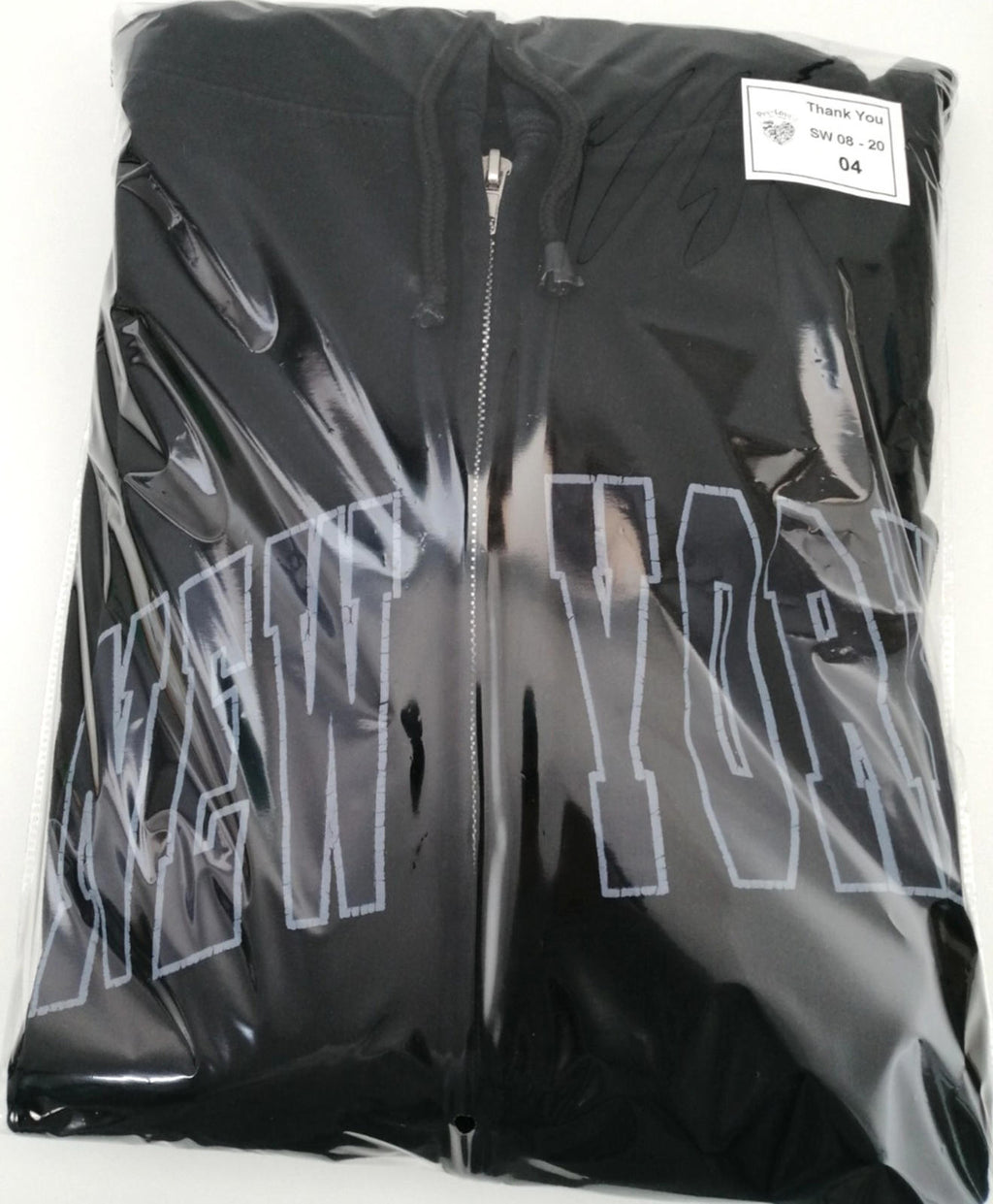 SAAD Collection Black New York Hoodie Men's Size XL Black Jersey Hooded Pockets Zip Front