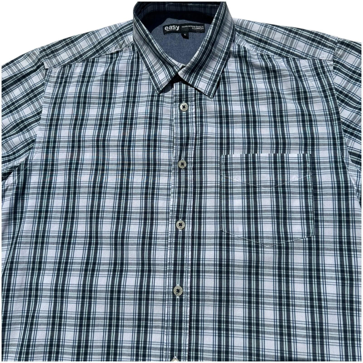 Easy Shirt Short Sleeve Check 100% Cotton Men's UK Size Small S