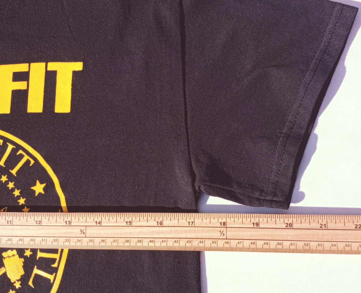 Gildan Black BuzzFit Gym T-Shirt Men's UK Size S Black Crew Neck Print 100% Heavy Cotton