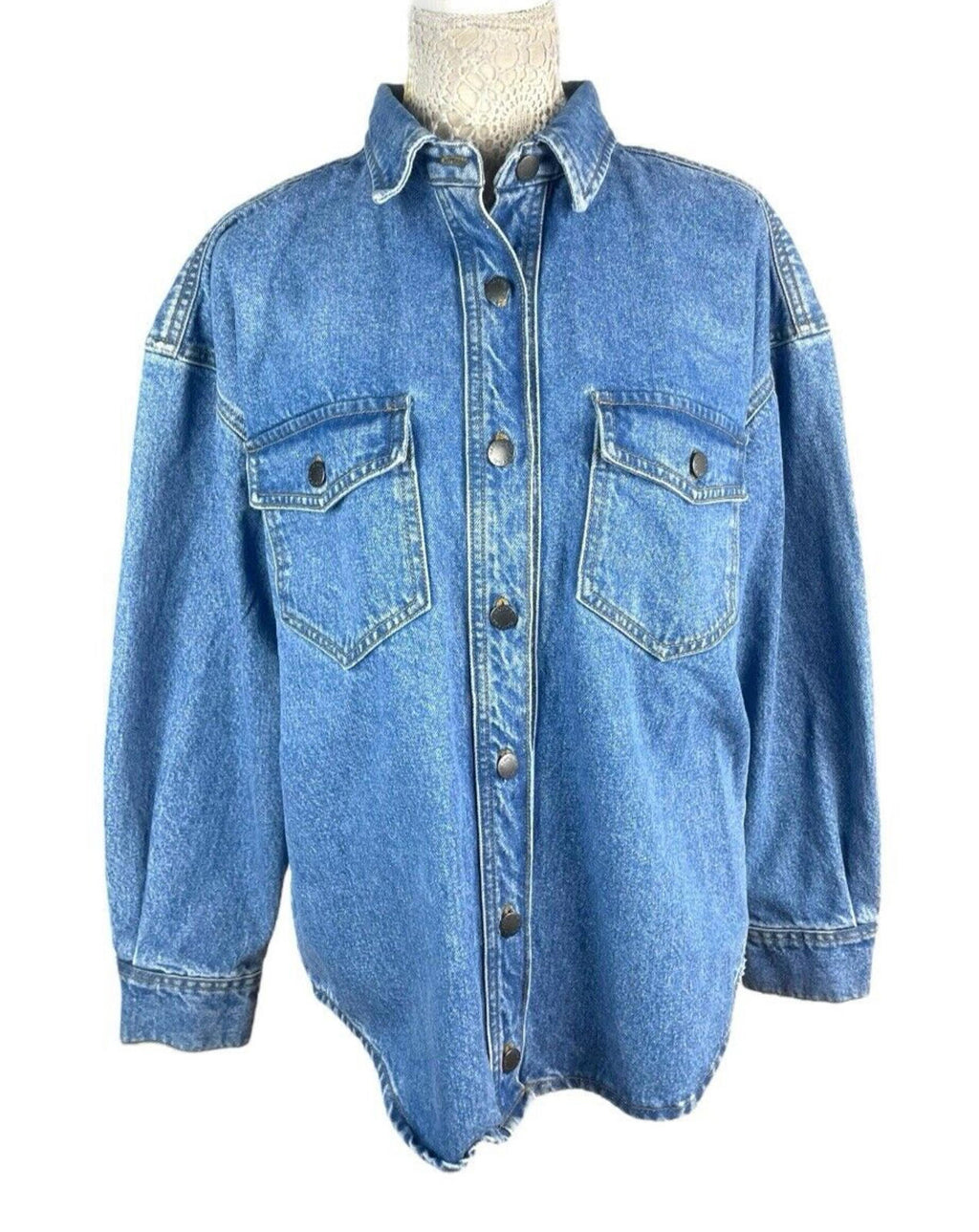 Nasty Gal Blue Denim Shirt Top Button Up Women's UK Size 10