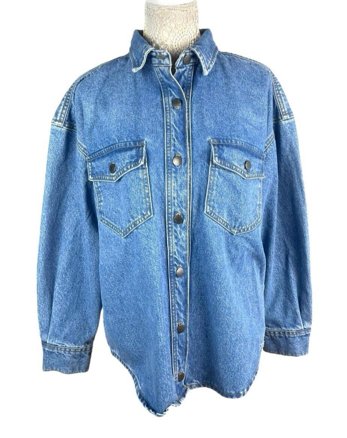 Nasty Gal Blue Denim Shirt Top Button Up Women's UK Size 10