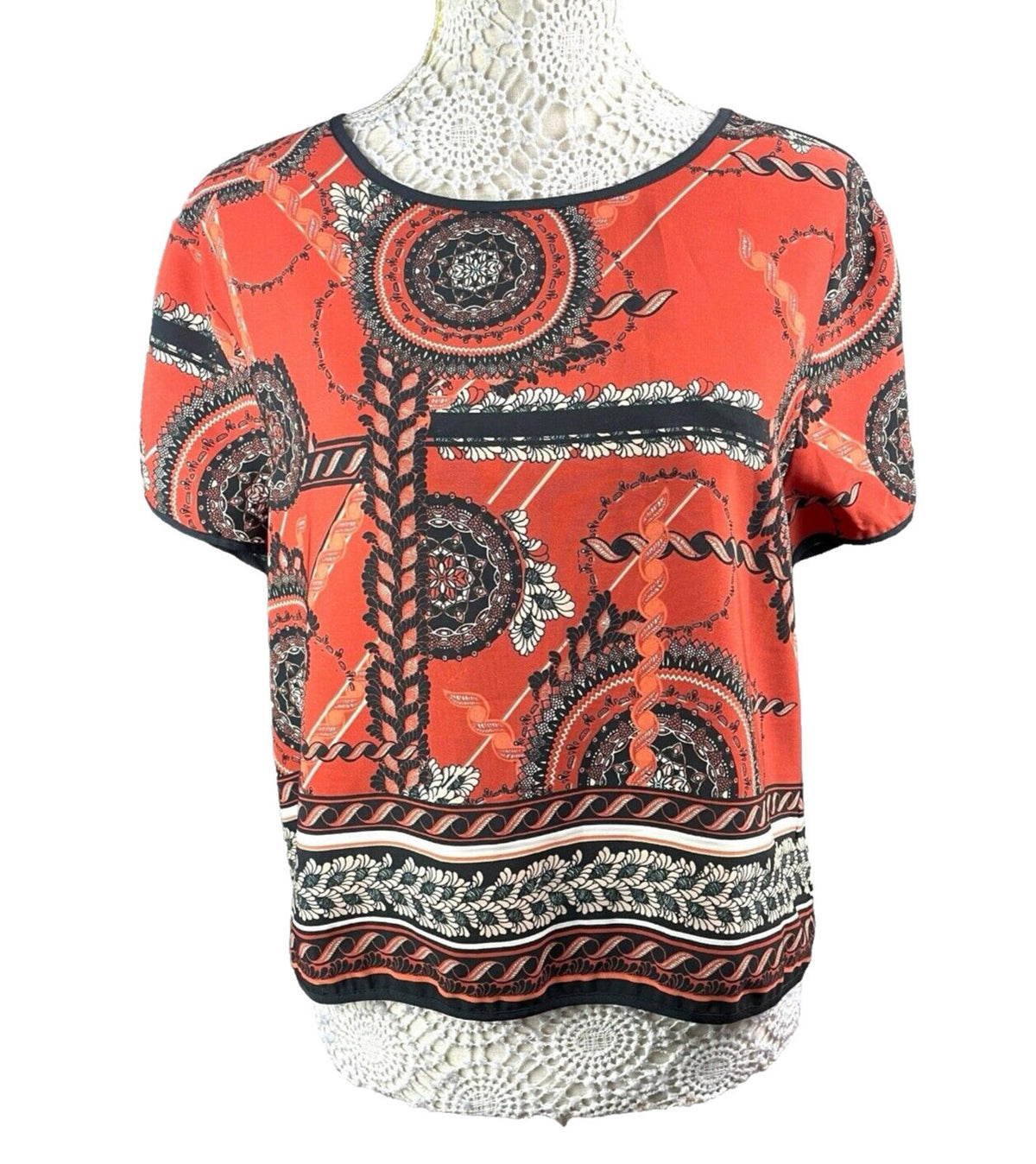 River Island Burnt Orange T-shirt Top Cropped Women's UK Size 12