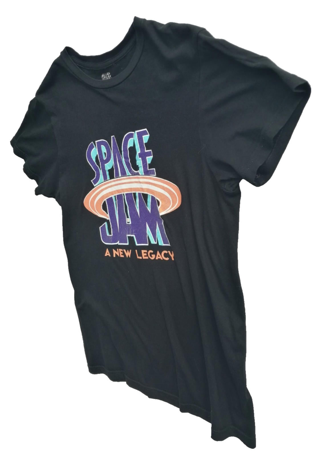 Space Jam Black Space Jam Graphic Print T-Shirt Men's Size S/P Black 100% Cotton