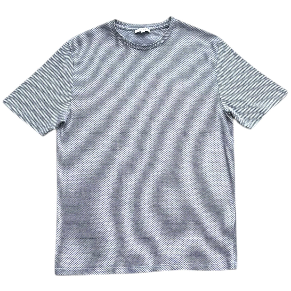 Reiss White Reiss T-Shirt Men's UK Size M White & Blue Geometric Block Print Crew Neck