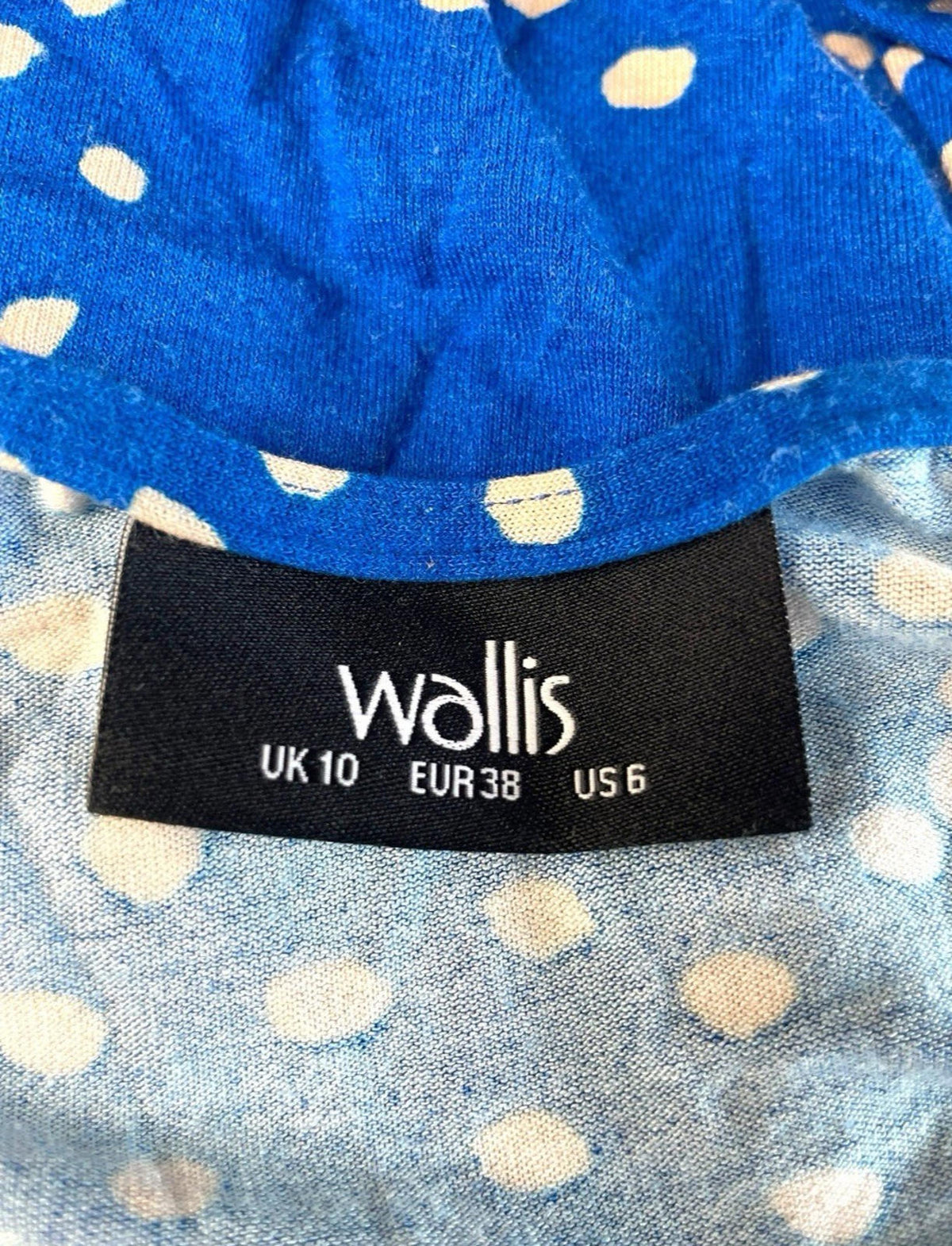 Wallis Blue Polka Dot Blouse Short Sleeve Top Women's UK Size 10