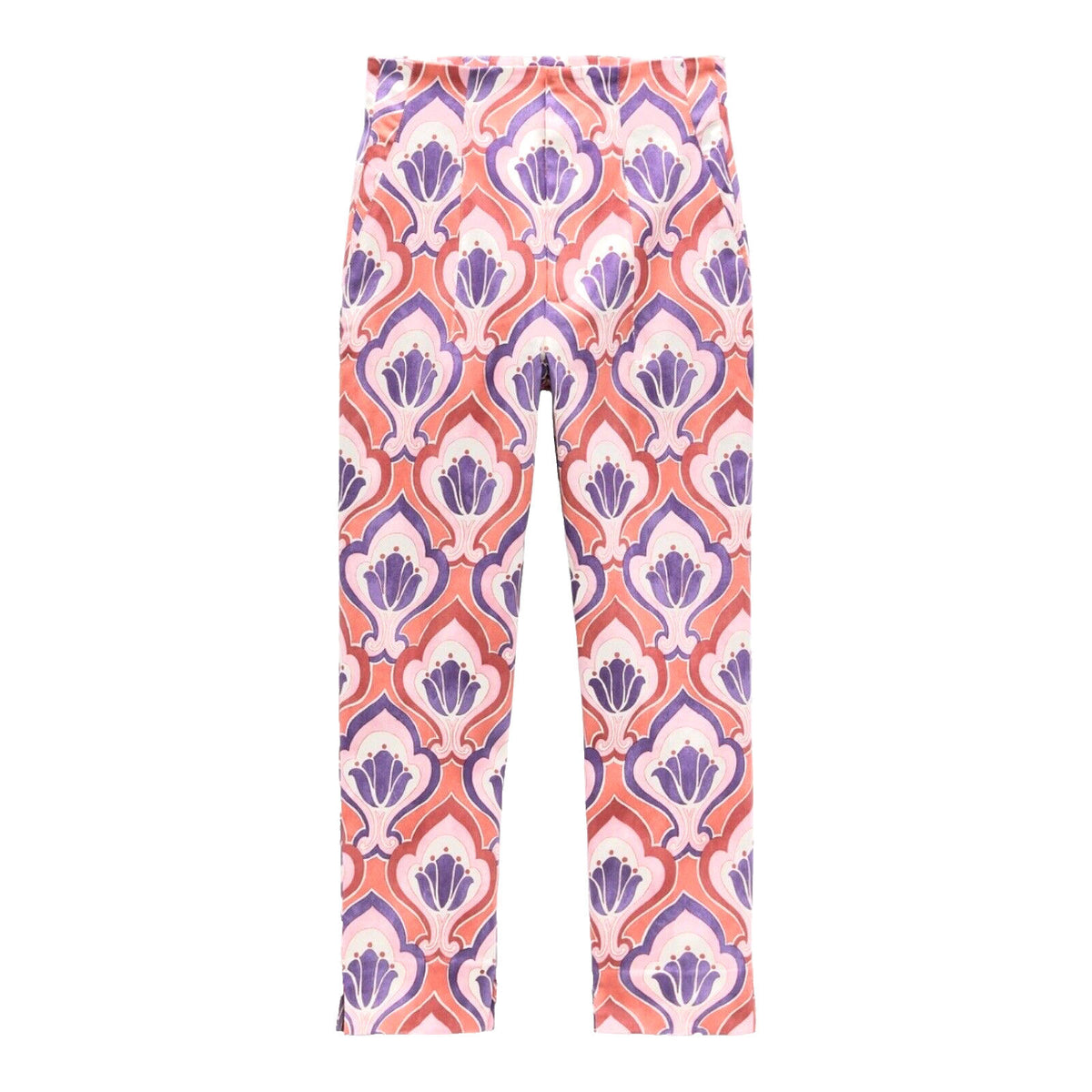 ZARA Multi Zara Trousers Slim Fit High Waist Ankle Chino Printed Women's UK Size 6