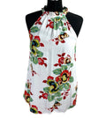 Warehouse Sleeveless Blouse Floral Women's UK Size 10 White Multicolour