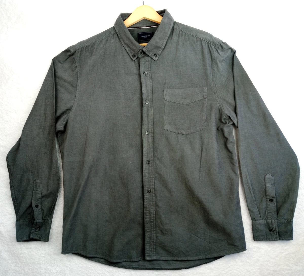 7 Diamonds Corduroy Shirt Men's UK Size XL Grey Long Sleeve Pocket 100% Cotton