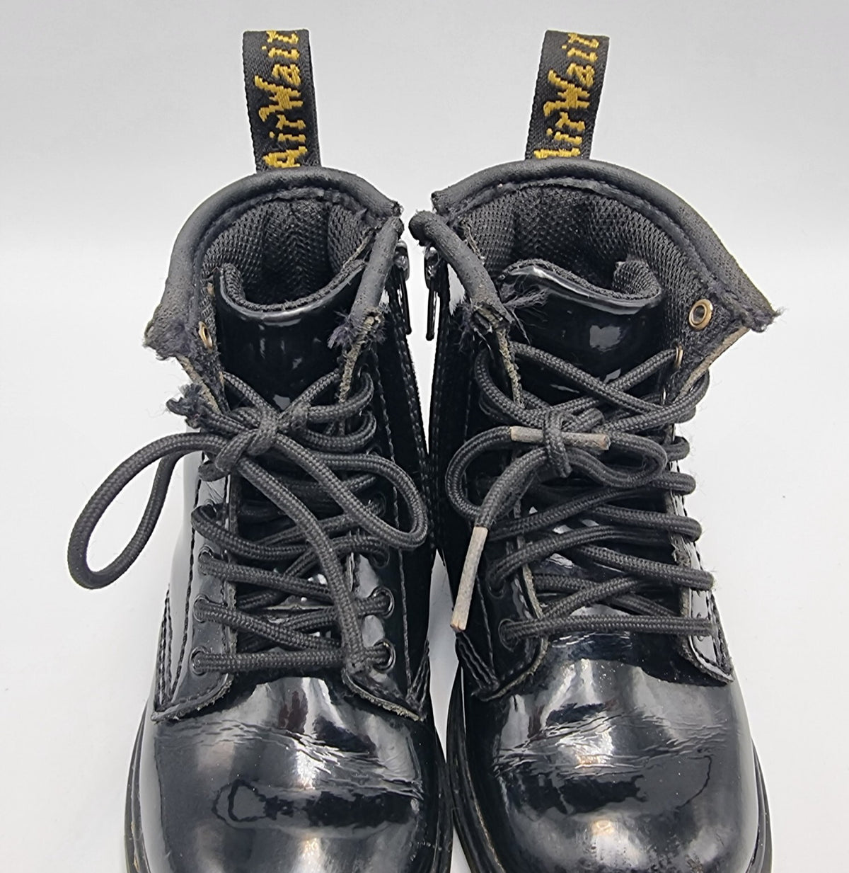 Dr Martens Toddler 1460 Black Patent Boots Side Zip Shoes Kids Size UK 7 EUR 24