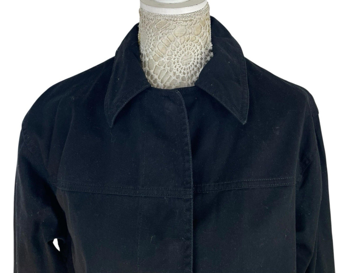 ASOS Petite Black Denim Jacket Relaxed Fit Women's UK Size 8