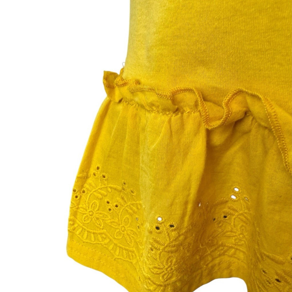 Papaya Cotton Dress Yellow Embroidered Bow Detail Mini Dress Women’s UK Size 16