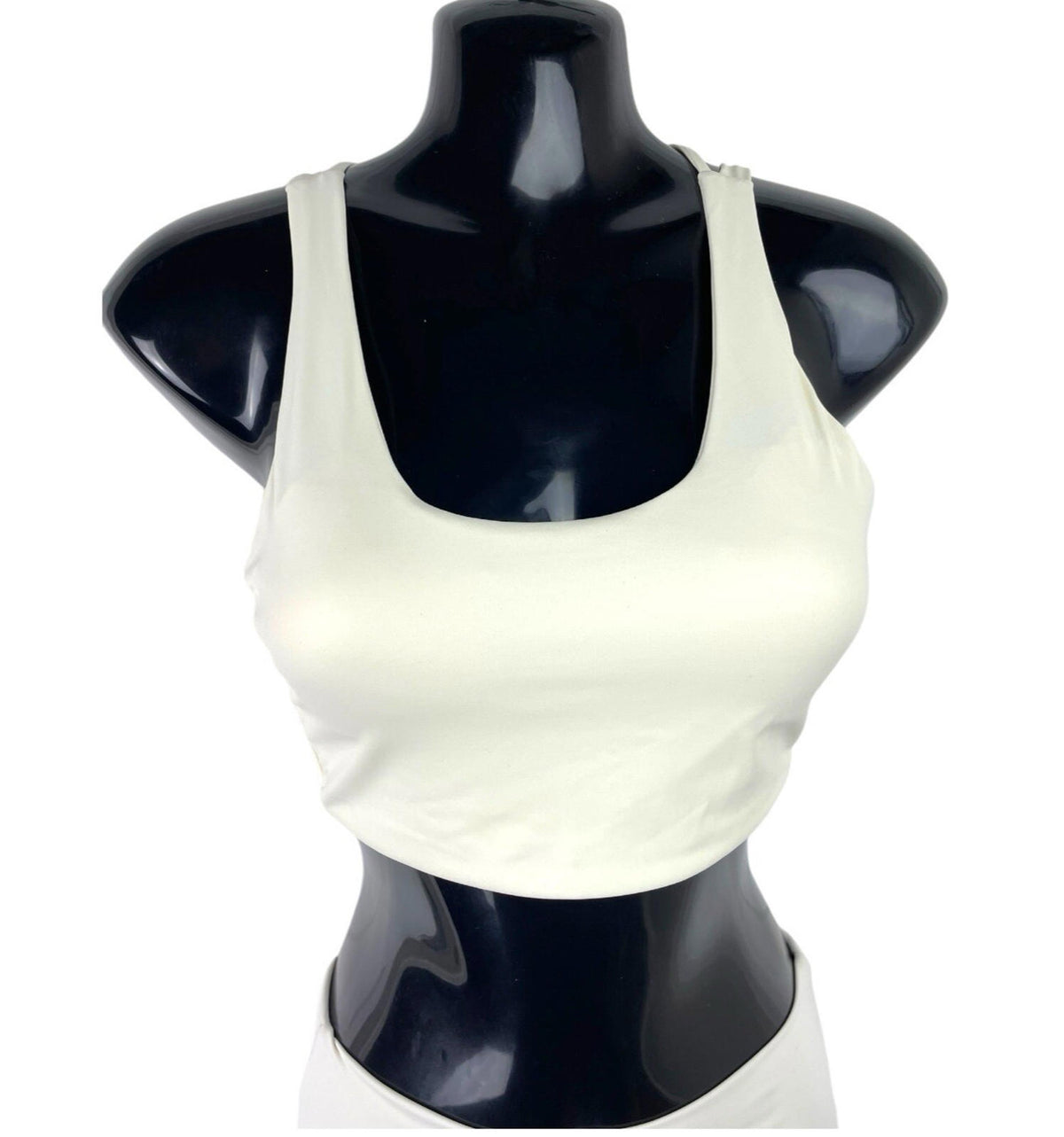 Stradivarius Co Ord Set Women's UK Size XS Shorts & Crop Top Padded Ivory Lycra