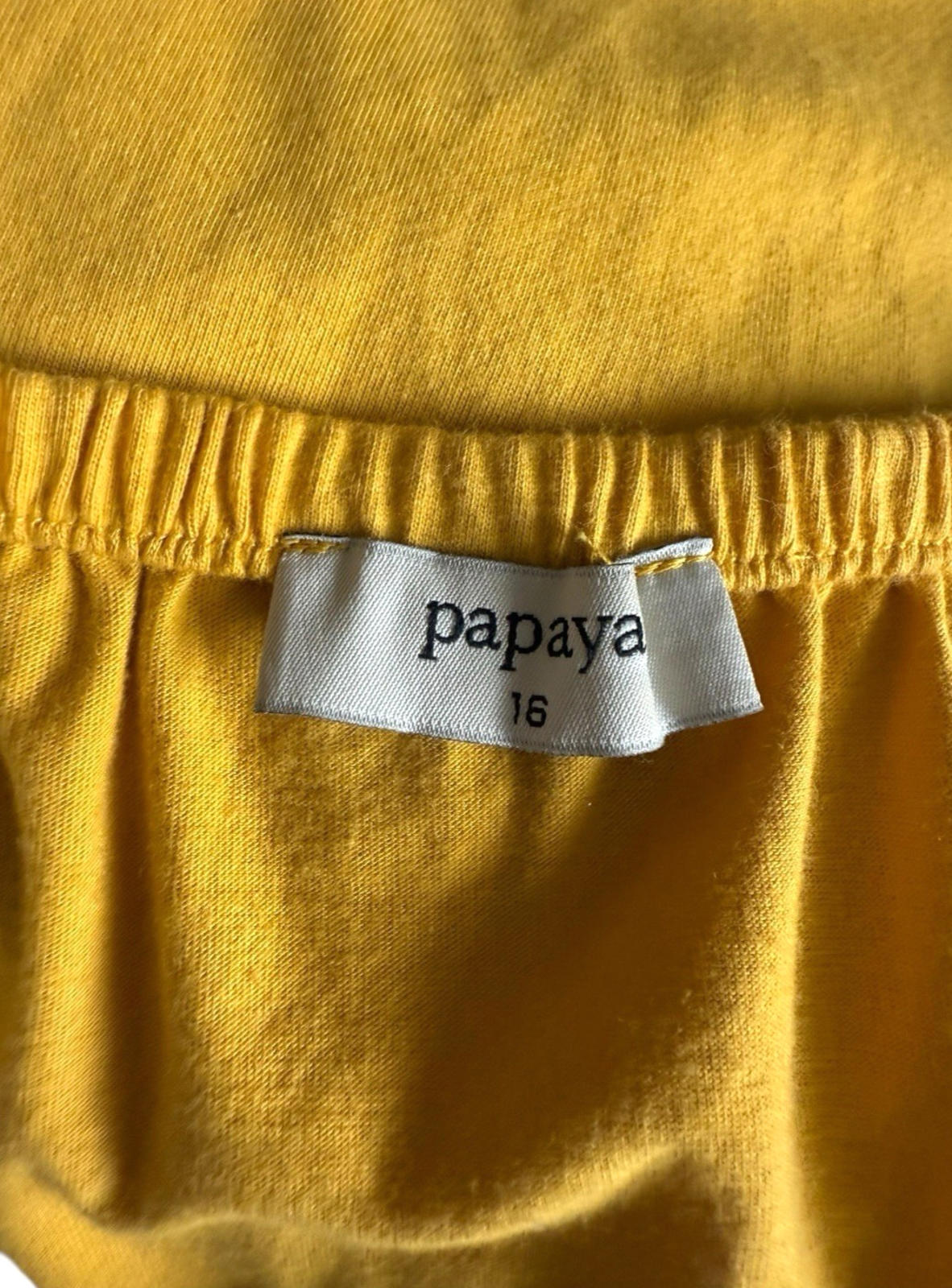 Papaya Cotton Dress Yellow Embroidered Bow Detail Mini Dress Women’s UK Size 16