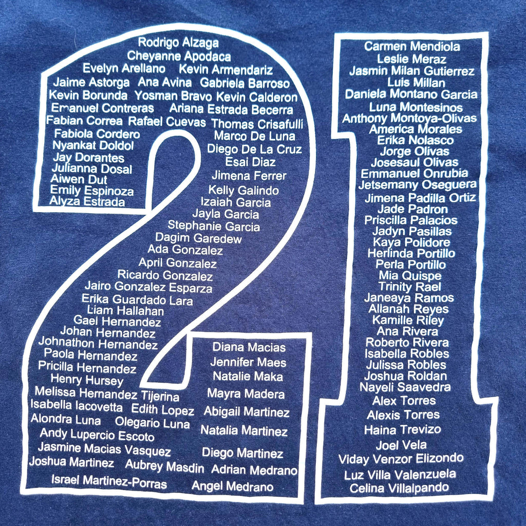 Gildan Blue Arrupe Jesuit Graphic Print T-Shirt Men's UK Size M Blue Crew Neck 100% Cotton