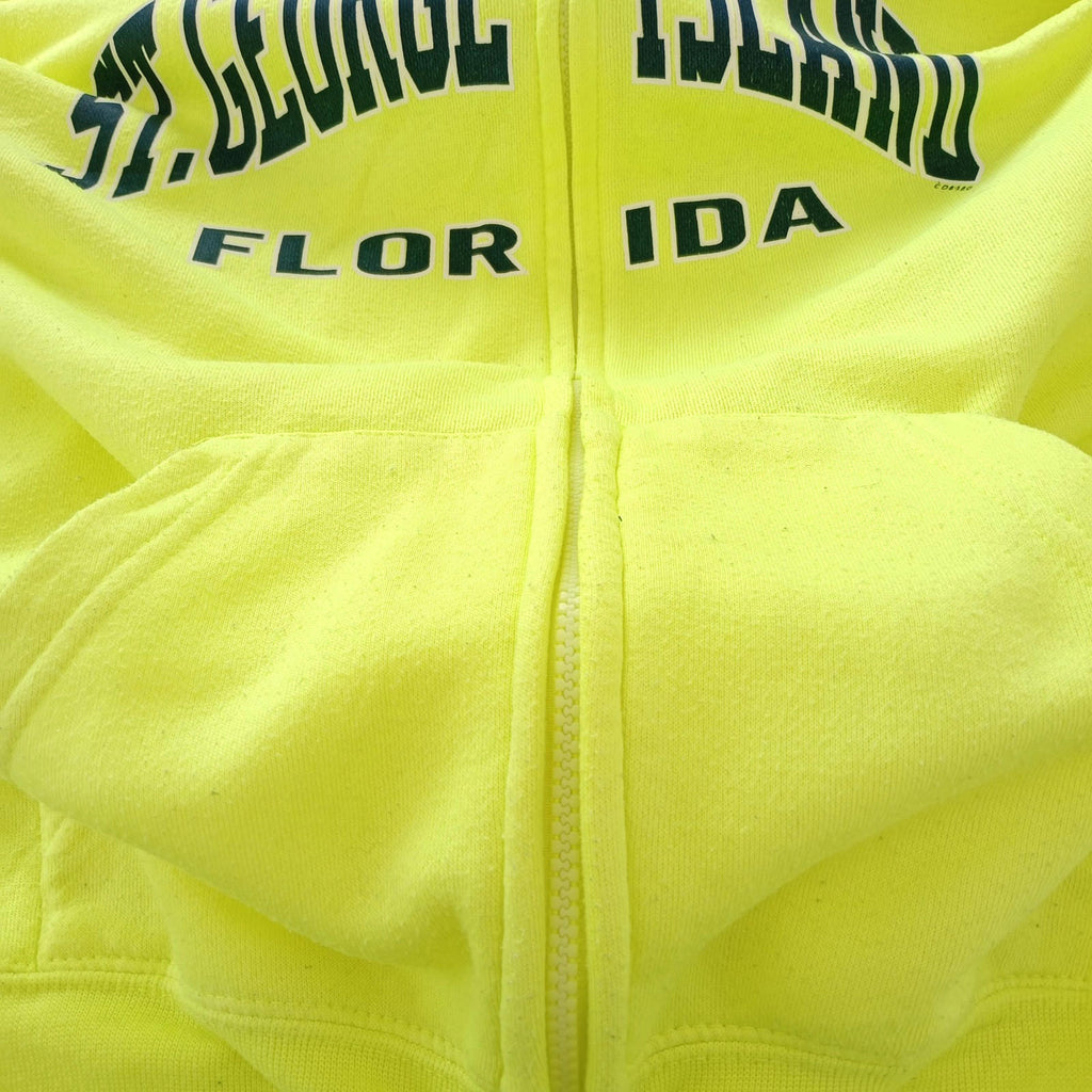 Exist Miami Yellow St George Island Hoodie Men's UK Size S Yellow Jersey Hooded Pockets Zip Front