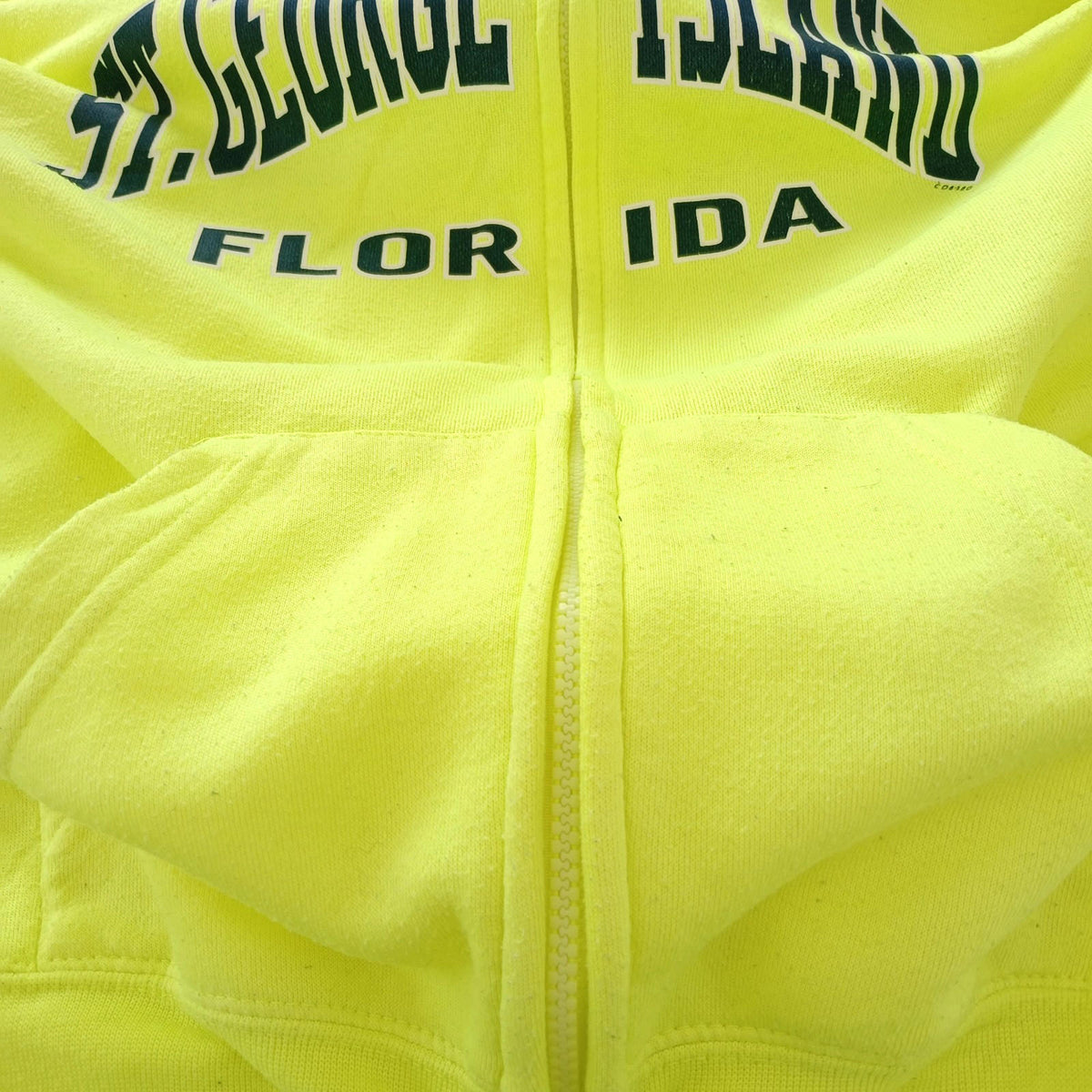 Exist Miami Yellow St George Island Hoodie Men's UK Size S Yellow Jersey Hooded Pockets Zip Front
