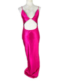 Pretty Little Thing Satin Maxi Slip Dress Women's UK Size 10 Pink Cut-Out Waist