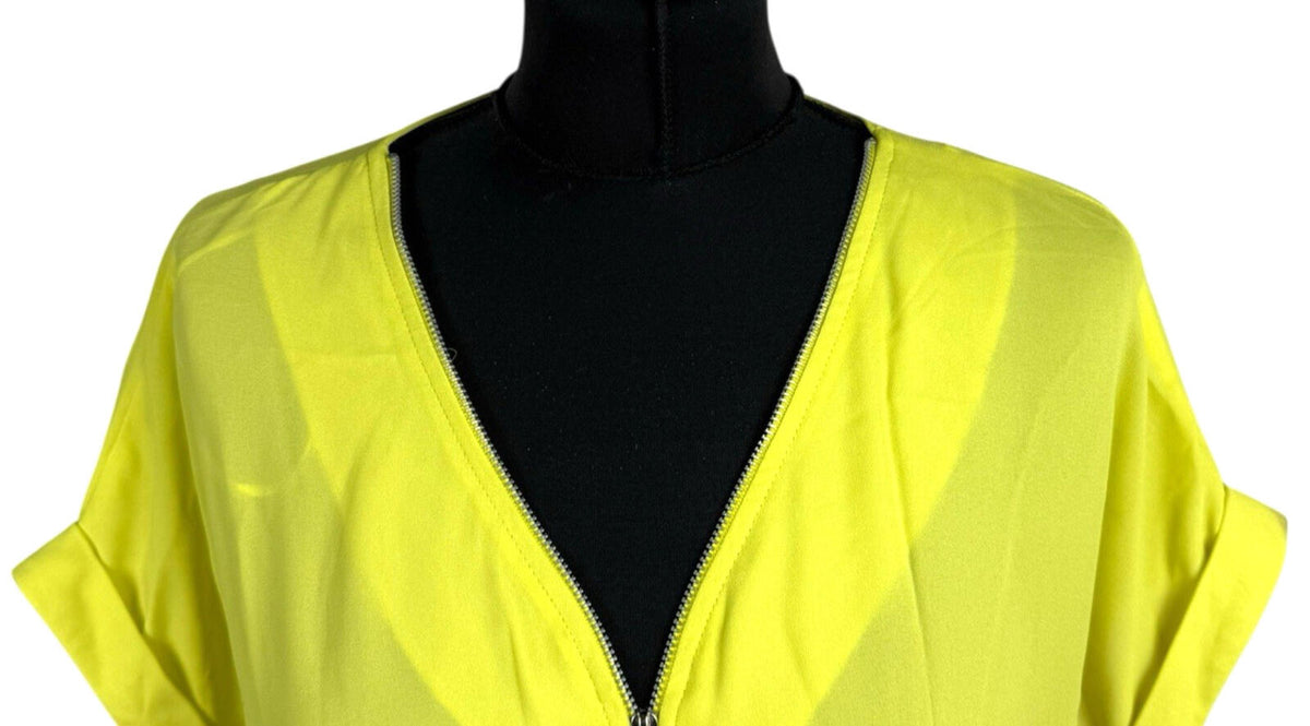Peacocks Yellow Peacocks T-Shirt Blouse Top Women's UK Size 22 Zip Rayon Front Pocket Yellow
