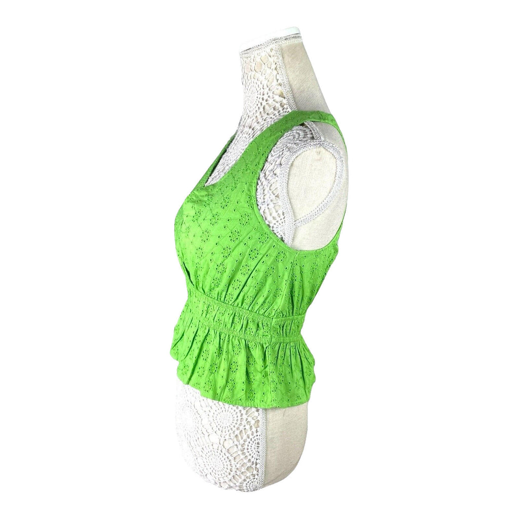 Tank Top Embroidered Cropped Green Blouse Women's UK Size 8