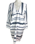 Boho Smock Dress White & Navy Stripe Summer Women’s UK Plus Size XXL (18)