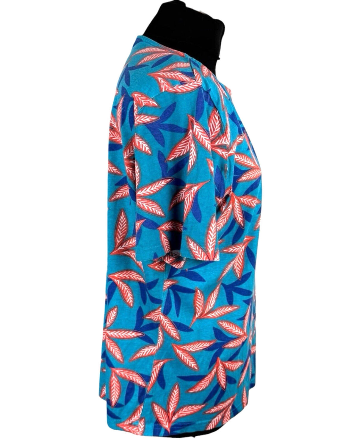 Damart Blue Damart Cotton T-Shirt Blouse Top Women's UK Size 18-20 Leaf Print Multicolour