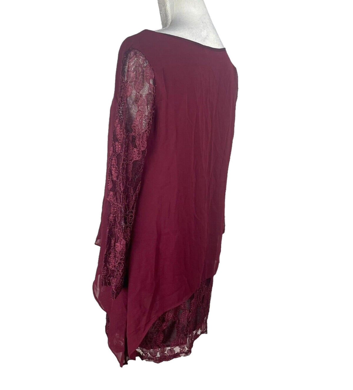 Floryday Red Burgandy Lace Tiered Top Women's UK Size M (8-10)