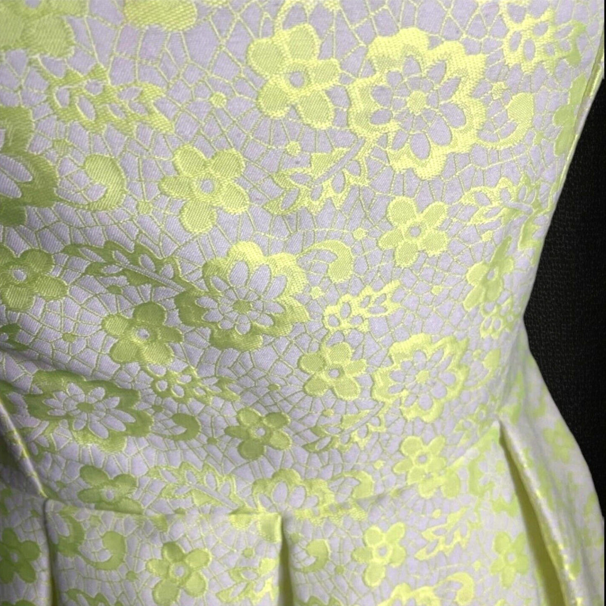 Glamorous Jacquard Skater Dress Women's UK Size XS Yellow Floral Cut-Out Back