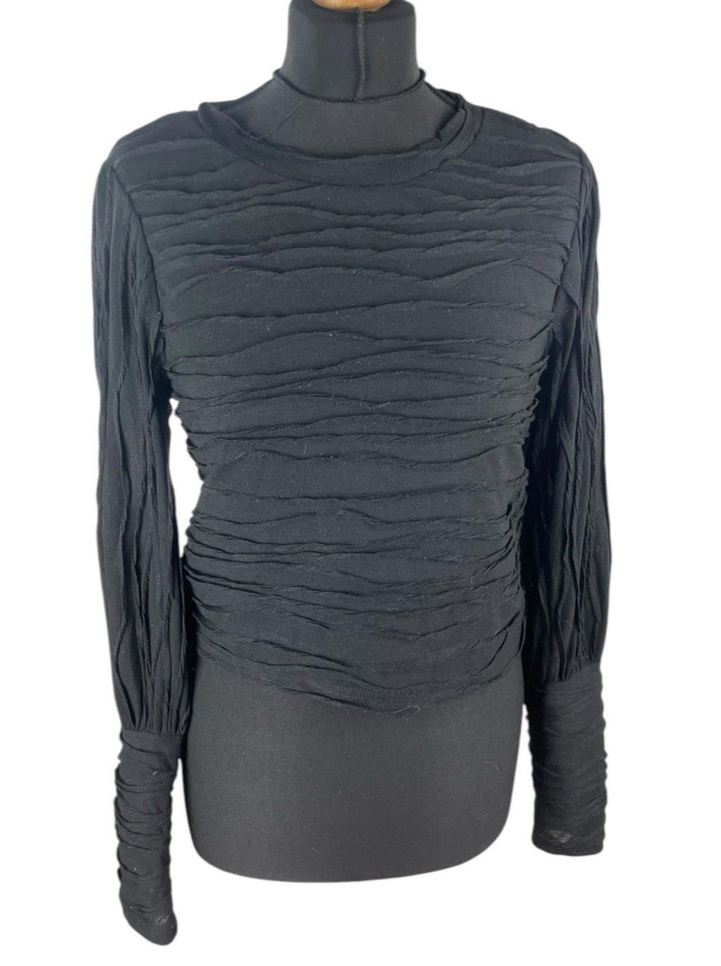 Vero Moda Black Textured Crop Top Long Sleeve Women's UK Size M