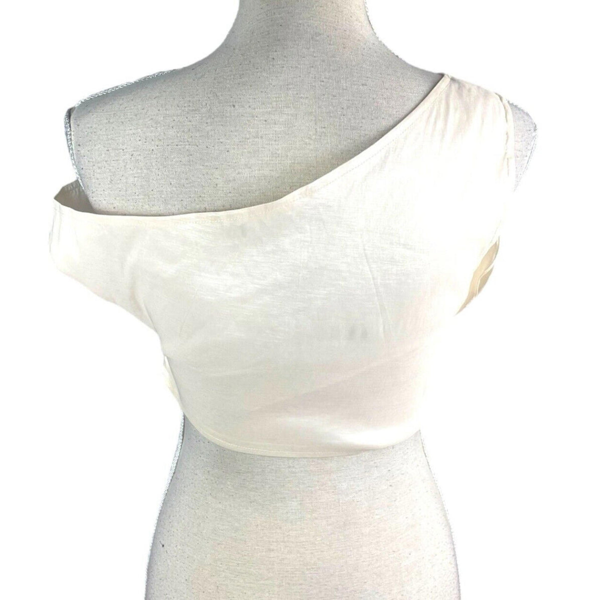 Nasty Gal Beige One Shoulder Crop Top Big Flower Occasion Women's UK Size 10