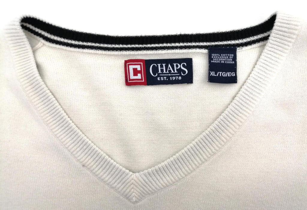Chaps Cream Chaps Ralph Lauren Jumper Vest Men's Size XL Sweater Sleeveless Cream Cotton