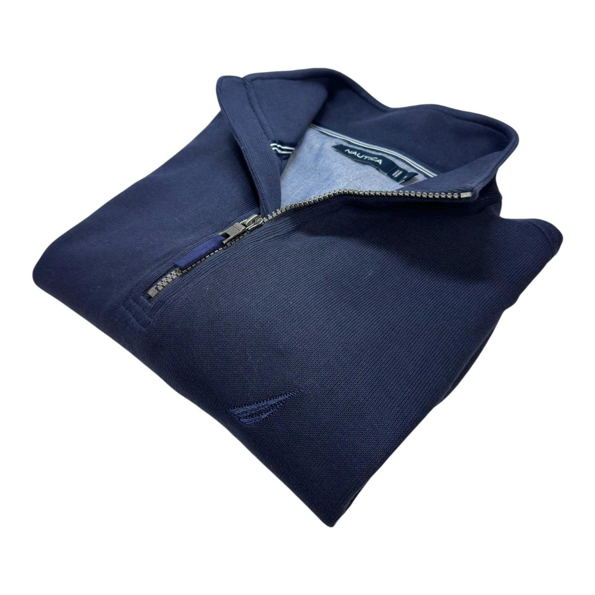 Nautica Jumper Men's UK Size S Navy Blue Long Sleeve 1/4 Zip Embroidered Logo Sweater