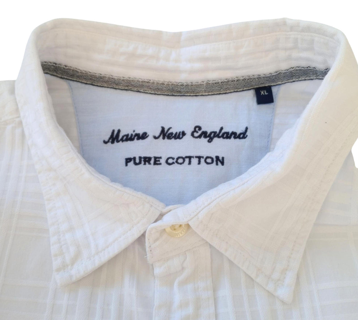 Maine New England Shirt Short Sleeve White 100% Cotton Pocket Men's UK Size XL