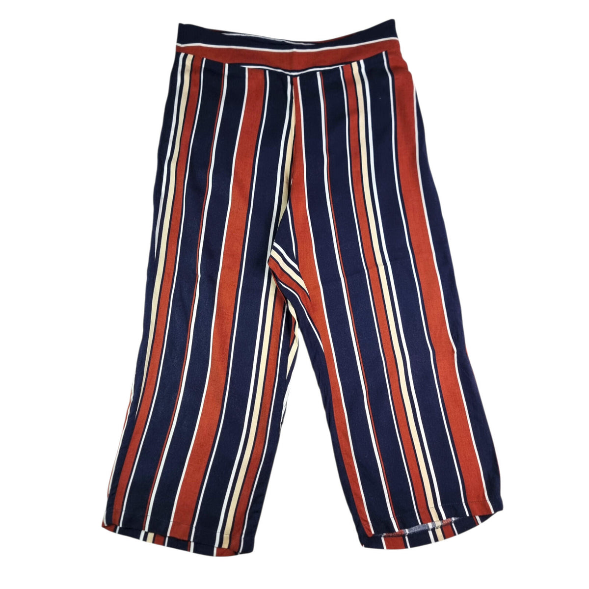 Red Herring Navy Red Herring Wide Leg Capri Trousers Women's UK Size 12 Striped High Waisted